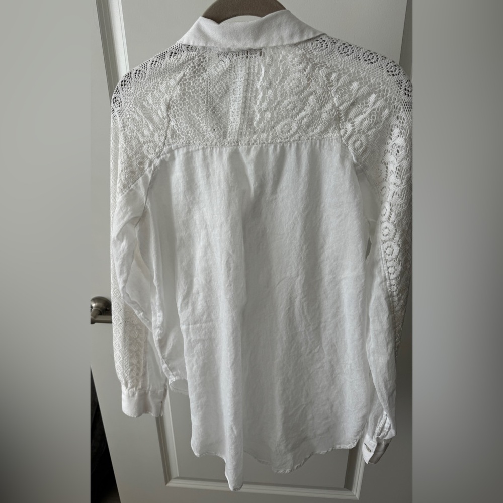 Anthropology Holding Horses Lace Long Sleeve Cotton Blend Shirt Size S - Picture 7 of 16